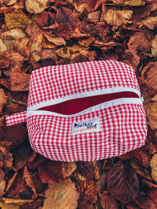 Toiletzak rood ruitjes