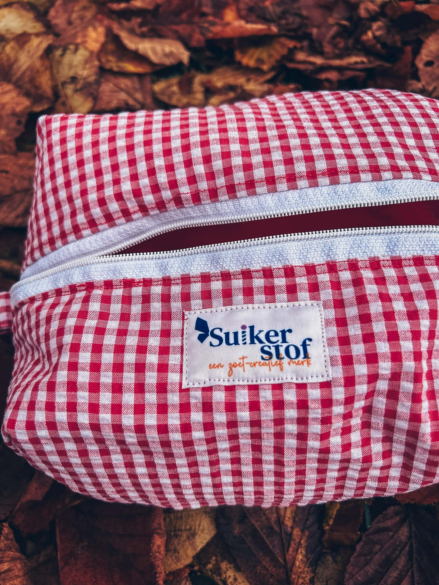 Toiletzak rood ruitjes