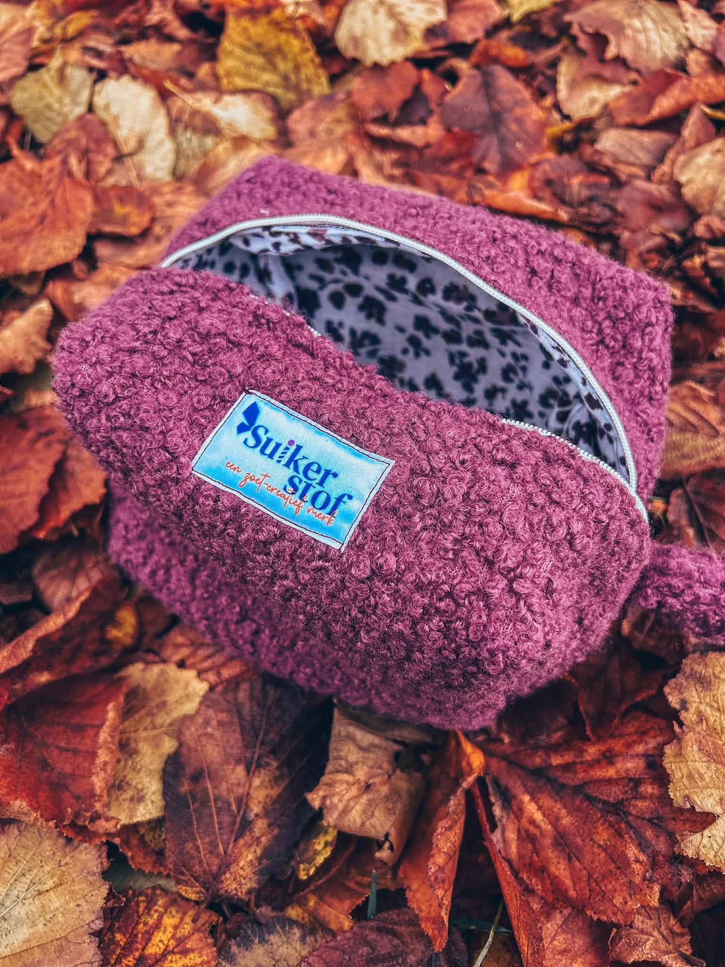 Toiletzak paars bloemetjes